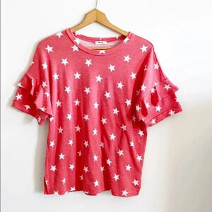 Star Print Ruffle Sleeve Top